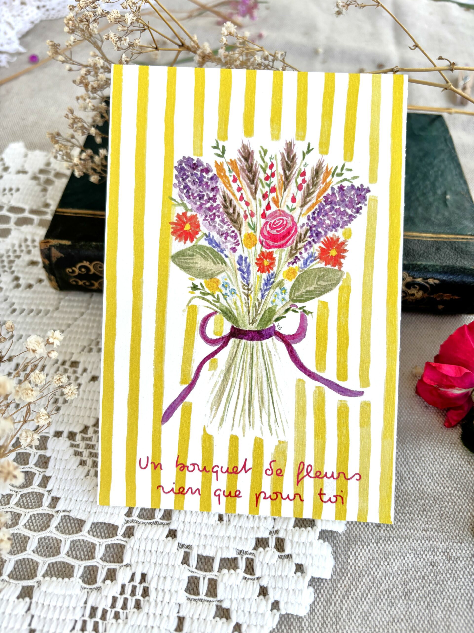 Lot de 5 cartes postales - Un bouquet de fleurs rien que pour toi – Image 2