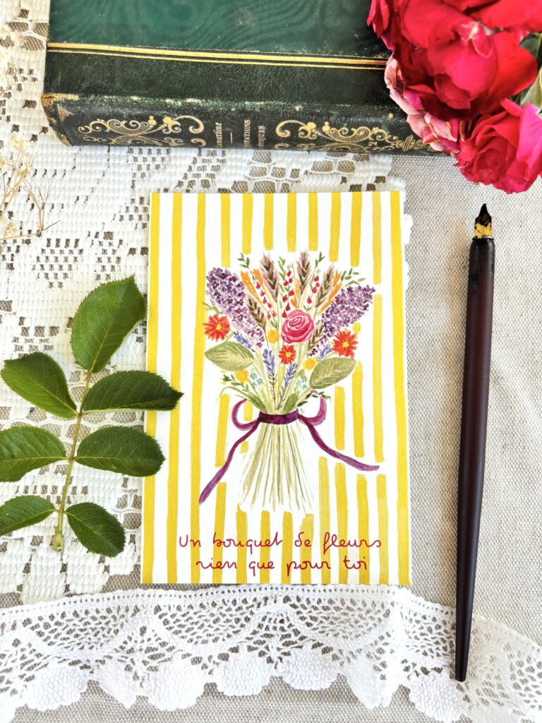 Lot de 5 cartes postales - Un bouquet de fleurs rien que pour toi
