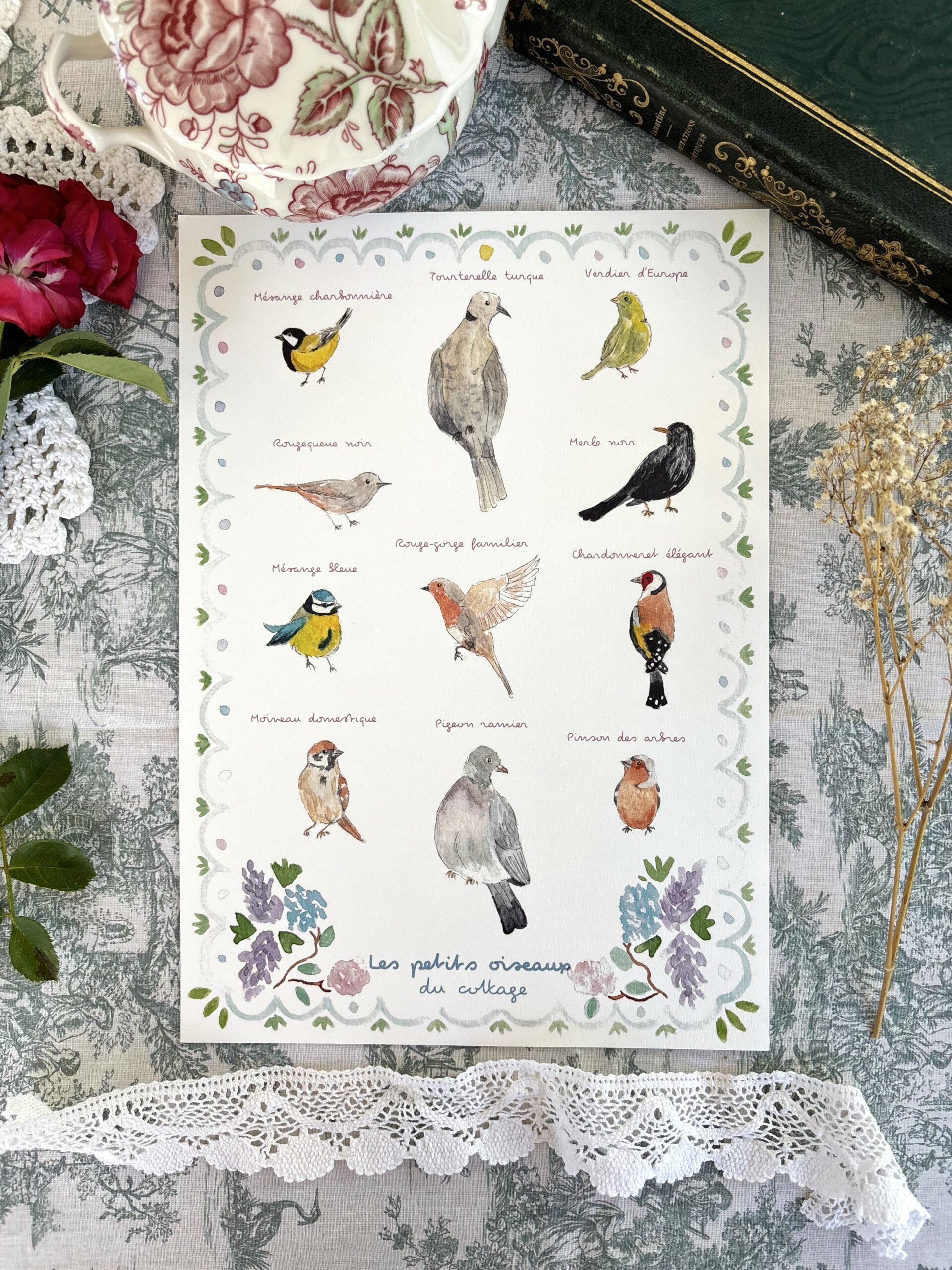Affiche "Les oiseaux du cottage"